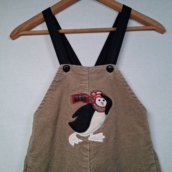 Vintage Blooz by Cachcach Overalls Youth 24 Months Brown Corduroy Penguin Pants - Picture 7 of 16